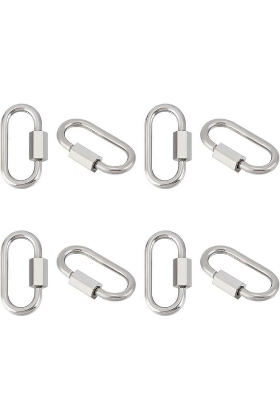 8Pcs 304 Stainless Steel Screw Carabiner Lock Charms Oval Keychain Clasps Platinum Keychain Clip Hook Quick Link for DIY Bracelet Necklaces Keychain Jewelry Making