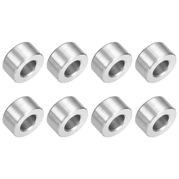 8Pcs 304 Stainless Steel Spacer 1/2" OD x 1/4" ID x 1/4" Length(12x6x7mm) Screw Standoff Bushing Plain Finish Unthreaded Round Metal Spacer for M3 Screws Bolts and Rods, Silver