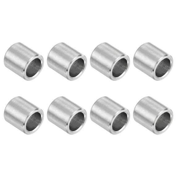8Pcs 304 Stainless Steel Spacer 3/8" OD x 1/4" ID x 3/8" Length(10x7x10mm) Screw Standoff Bushing Plain Finish Unthreaded Round Metal Spacer for M3 Screws Bolts and Rods, Silver