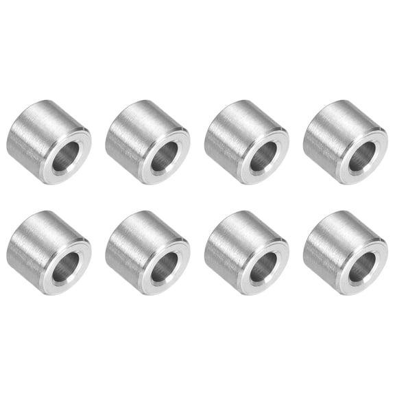 8Pcs 304 Stainless Steel Spacer 3/8" OD x 3/16" ID x 5/16" Length(10x5x8mm) Screw Standoff Bushing Plain Finish Unthreaded Round Metal Spacer for M3 Screws Bolts and Rods, Silver