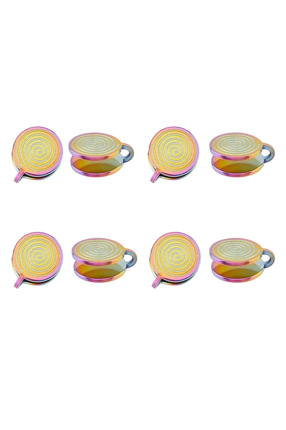 8Pcs 304 Stainless Steel Vortex Cuff Earrings Punk Style Non Piercing Earrings Rainbow Color 11x11.5x17mm DIY