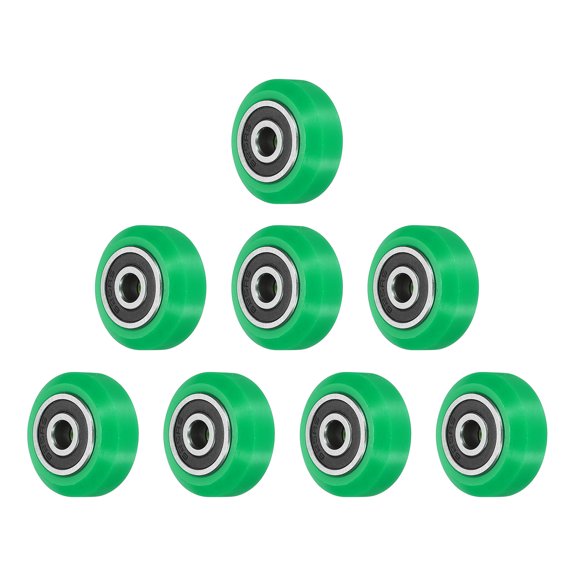 8Pcs 3D Printer Wheel with 625RS Linear Bearing, 3D Printer Pom Roller Plastic Pulley Wheel for 16D Printer, Green
