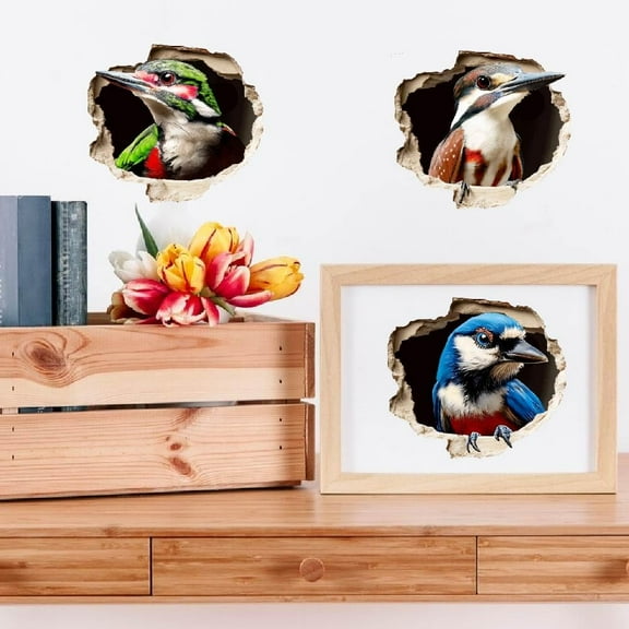 8Pcs 3D Wall Stickers Colourful Birds Wall Decal Kingfisher Woodpecker Decals Stickers for Walls Peel and Stick Vinyl Art Sticker for Bedroom Living Room Nursery Bird Lover