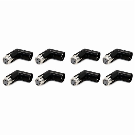 8Pcs 3Pin XLR Angle Adapter Adjustable Male to Female XLR 90 Degree Adapter 3-Pin Plating Connector for Audio,8 x 3Pin XLR Angle Adapter,Black