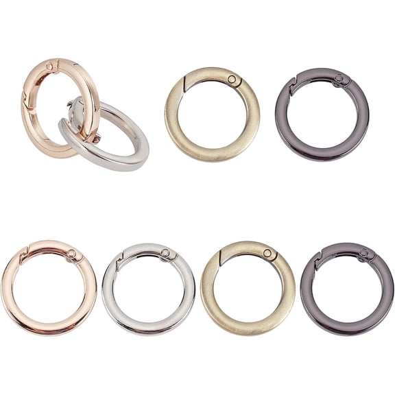 8Pcs 4 Color Alloy Spring Ring Clasps Bag Replacement Accessories O Rings Mixed Color 2pcs/color for Handmade