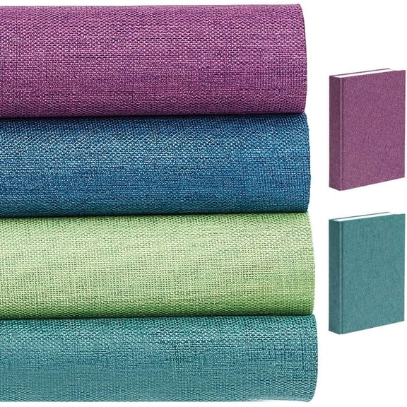 8Pcs 4 Colors 13.7x11.8In Book Cloth Line Fabric Surface Paper Backed Bookcover Notebook Wraps Books Covers