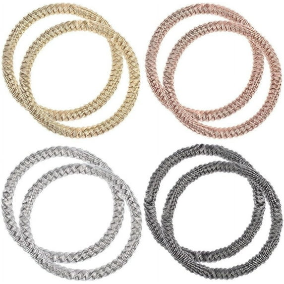 8Pcs 4 Colors 2-3/8 inch Guitar String Coil Bracelets Steel Wire Wrap Chain Stretch Bracelets Set Layered Bracelet for Stackable Wearing 7.3mm Wide