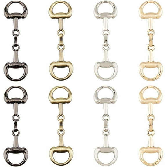 8Pcs 4 Colors Alloy D Ring Snaffle Bit Buckles Horse Bit Buckle Double Bit Buckle