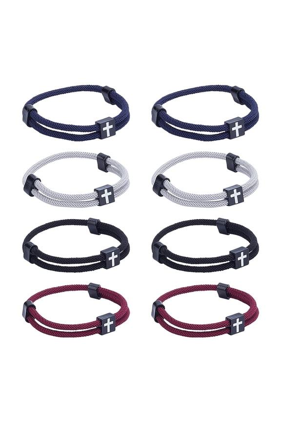 8Pcs 4 Colors Bracelet Rope Bracelet for Men Women Nautical Surf Beach Bracelets Adjustable Cord Bracelet Handmade String Bracelet Easter Gifts