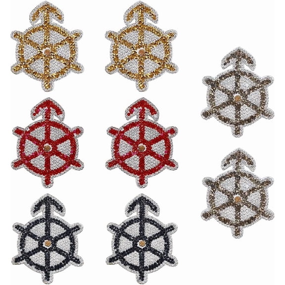 8Pcs 4 Colors Helm Resin Hotfix Rhinestone Hot Melt Adhesive Cloth Appliques Mixed Color 85x64x2mm 2pcs/color for Handmade