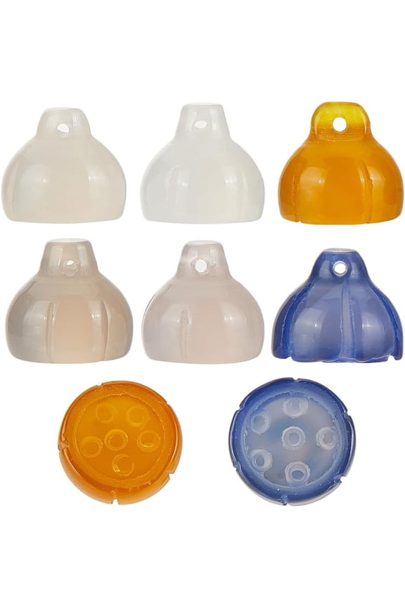 8Pcs 4 Colors Natural Agate Lotus Pod Charms for Jewelry Making Mixed Dyed and Undyed Mixed Color 12x11mm Hole: 1.2mm 2pcs/color DIY Mixed Color