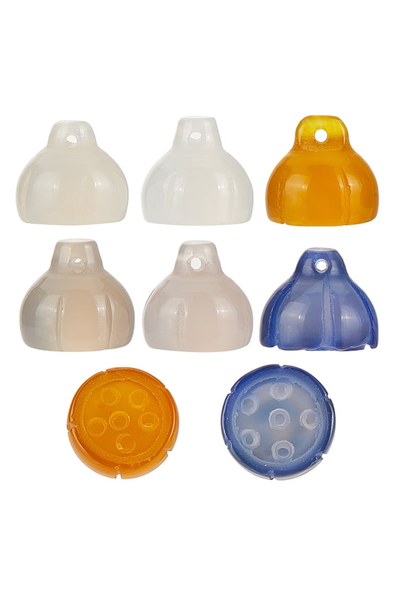 8Pcs 4 Colors Natural Agate Lotus Pod Charms for Jewelry Making Mixed Dyed and Undyed Mixed Color 12x11mm Hole: 1.2mm 2pcs/color for DIY