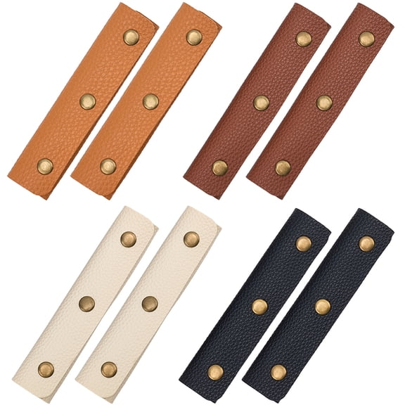 8Pcs 4 Colors PU Leather Luggage Handle Wrap Covers Handle Grip Protector with Brass Snap Button Rectangle for Suitcase Handbag Rectangle Bronze