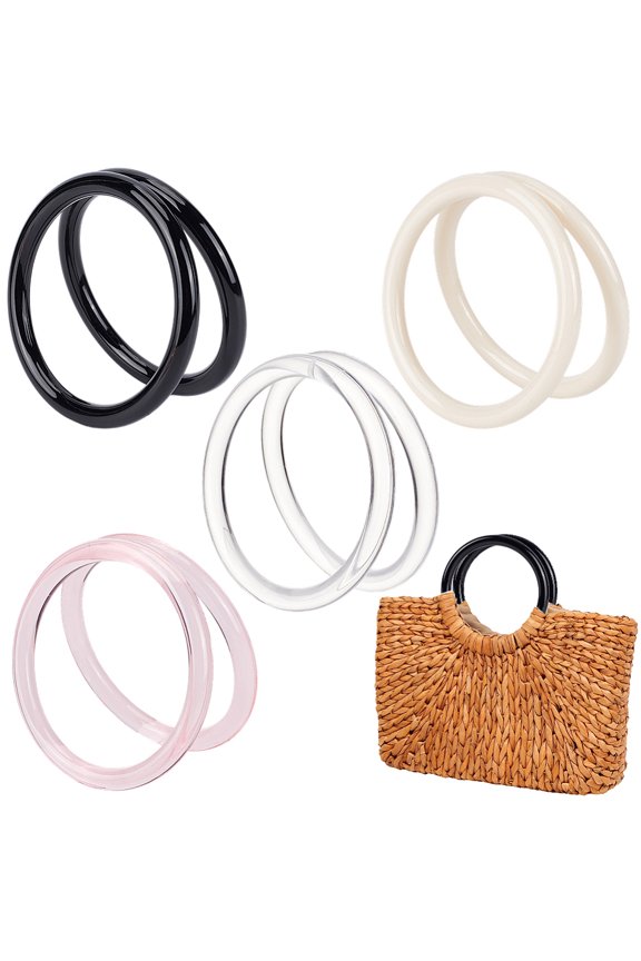 8Pcs 4 Colors Plastic Bag Handles Round Ring Shape Mixed Color 108x10mm Inner Diameter: 88.5mm 2pcs/color