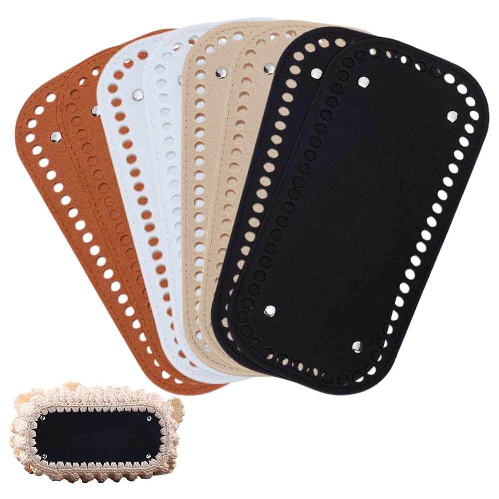 8Pcs 4 Colors Rectangle Felt Bag Bottom for Knitting Bag Women Bags Handmade DIY Accessories Mixed Color 250x120x4mm Hole: 7.5mm 2pcs/color DIY
