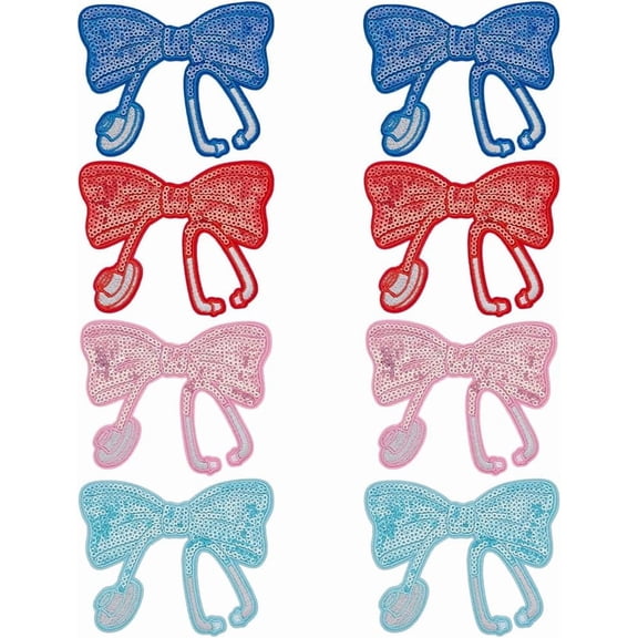 8Pcs 4 Colors Sequins Nurse Iron On Patches Nursing Embroidered Sew on Stethoscope Applique Patch for DIY Nurse's Day Gift DIY Crafts Hat Clothing Dress Jeans Pants Bags Decorations
