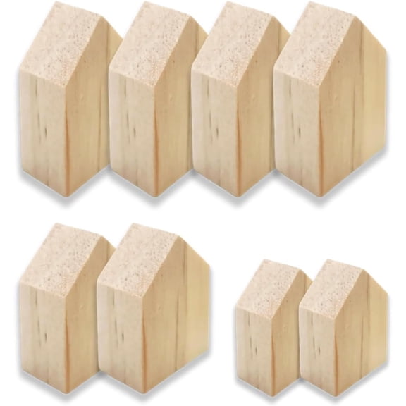 8Pcs 4 Sizes Birch Wood House Blocks, Dual Arrow Cutout Trays, Unfinished Unpainted Paintable Blanks, Engravable DIY Crafts, Rustic Farmhouse Decor for Kitchen, Coffee Bar & Office