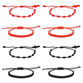 8Pcs 4 Style Red String Rope Bracelets Unisex Friendship Bracelets Fashion Adjustable Knot Bracelet Lucky Woven Bracelets Protection Matching Bracelets for Couple Lover Friends DIY