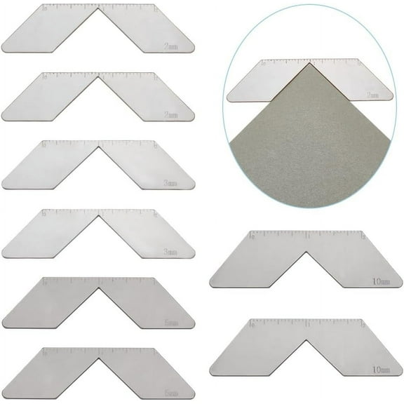 8Pcs 4 Styles 201 Stainless Steel Book Binding Corner Cutting Tool Stainless Steel Color 23~27x88.5~89x2mm 2pcs/style for DIY