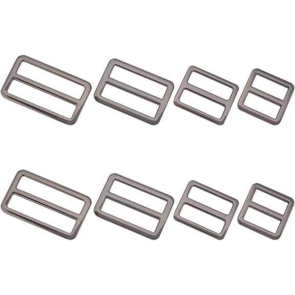 8Pcs 4 Styles Alloy Metal Flat Slide Buckle Dual Adjustable Bag Belt Slider TriGlide Strap Keeper Buttons Backpack Strap Accessories for Purse Making Webbing Leathercraft Gunmetal Colorful