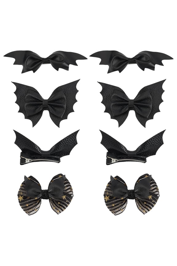 8Pcs 4 Styles Bat Hair Clips Theme Hair Clips Accessories for DIY Lady Women Imitation Leather Barrette for DIY party Cosplay Costume Accessories
