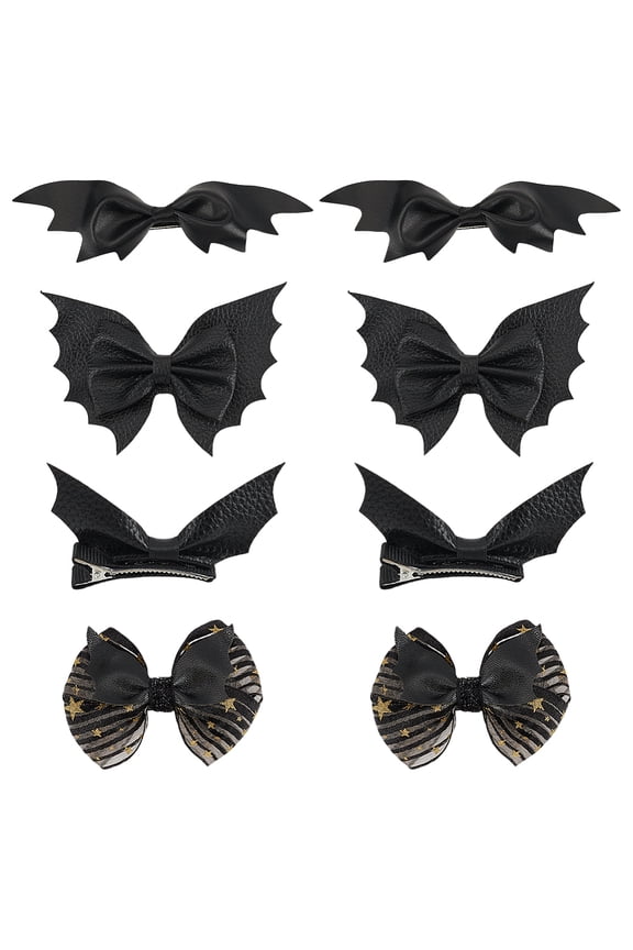 8Pcs 4 Styles Bat Hair Clips Theme Hair Clips Accessories for Lady Women Imitation Leather Barrette for party Cosplay Costume Accessories for making