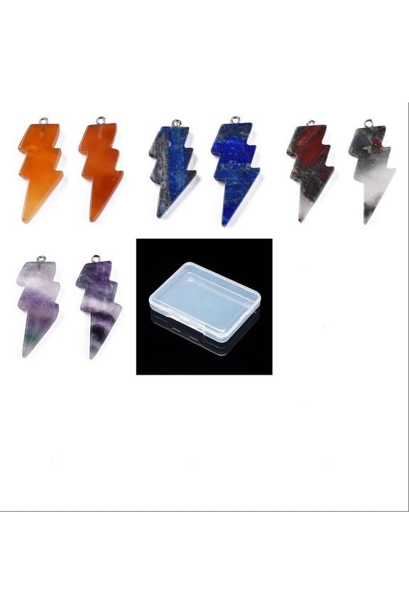 8Pcs 4 Styles Mixed Pendants Lightning Bolt Charm with Stainless Steel Color Tone 304 Stainless Steel Loops