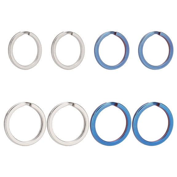 8Pcs 4 Styles Titanium Alloy Split Key Rings Double Loops Jump Rings Mixed Color 16-18 Gauge 20-25x2-2.5mm Inner Diameter: 15.5-20mm for DIY