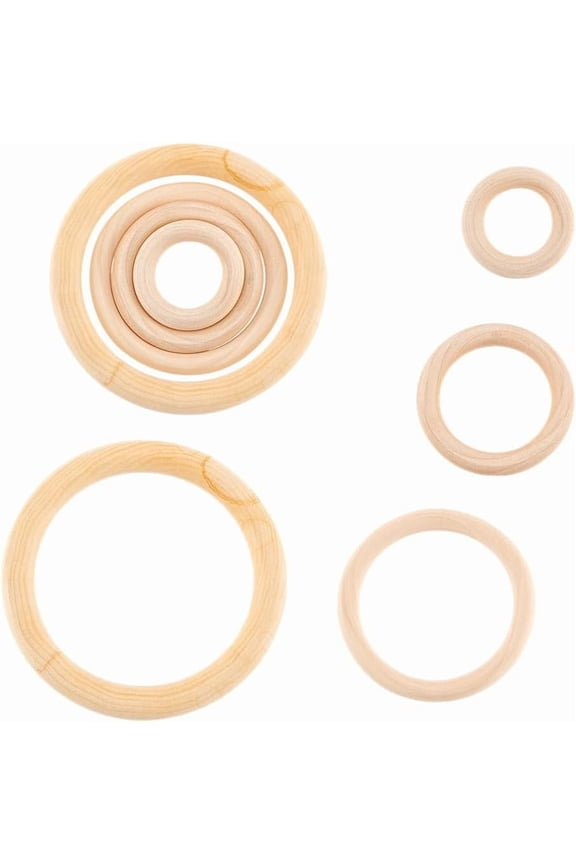 8Pcs 4 Styles Wood Rings Ring Old Lace 50~125x10mm 2pcs/style
