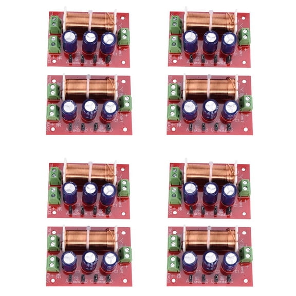 8Pcs 400W Speaker Crossover 2 Way Audio Adjustment Tweeter Bass Speakers Filter Frequency Divider for 2-16Ohm,8 x 400W Speaker Crossover,red