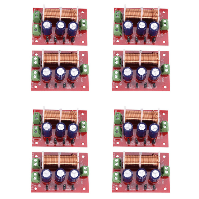 8Pcs 400W Speaker Crossover 2 Way Audio Adjustment Tweeter Bass