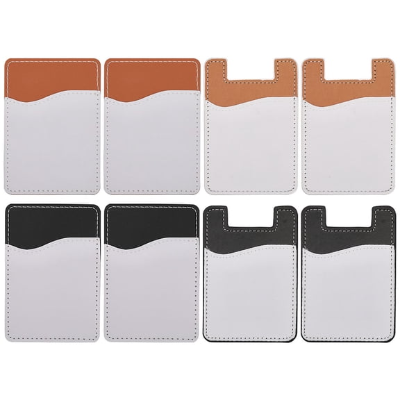 8Pcs 4Styles Sublimation Imitation Leather Phone Card Holder Blank Sublimation Mobile Phone Card Pocket for Mobile Phone Card Pocket Credit Card ID Case Pouch with Adhesive Stickers Rectangle DIY
