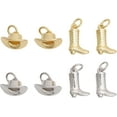 thumbnail image 1 of 8Pcs 4Styles Western Themed Cowboy Brass Charms with Jump Ring Long-Lasting Plated Cowboy Boot Hat for DIY Earrings Bracelet Necklace Jewelry Making Findings Platinum Golden, 1 of 5