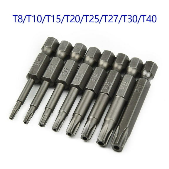 8Pcs 50mm 1/4" Hex Shank Five-point Magnetic Torx Screwdriver Bits T8-T40