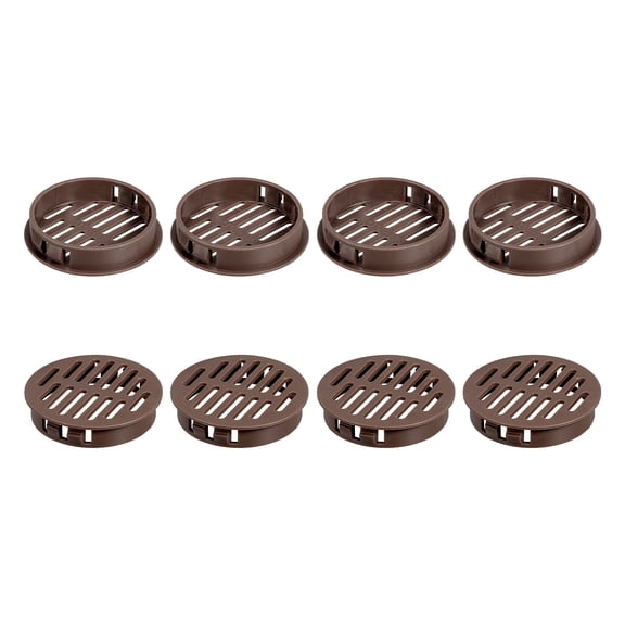 8Pcs 50mm/1.97" Circular Soffit Air Vents, Plastic Soffit Vent Cover, Round Mesh Hole Louver for Bathroom Kitchen Cabinet Wardrobe, Dark Brown