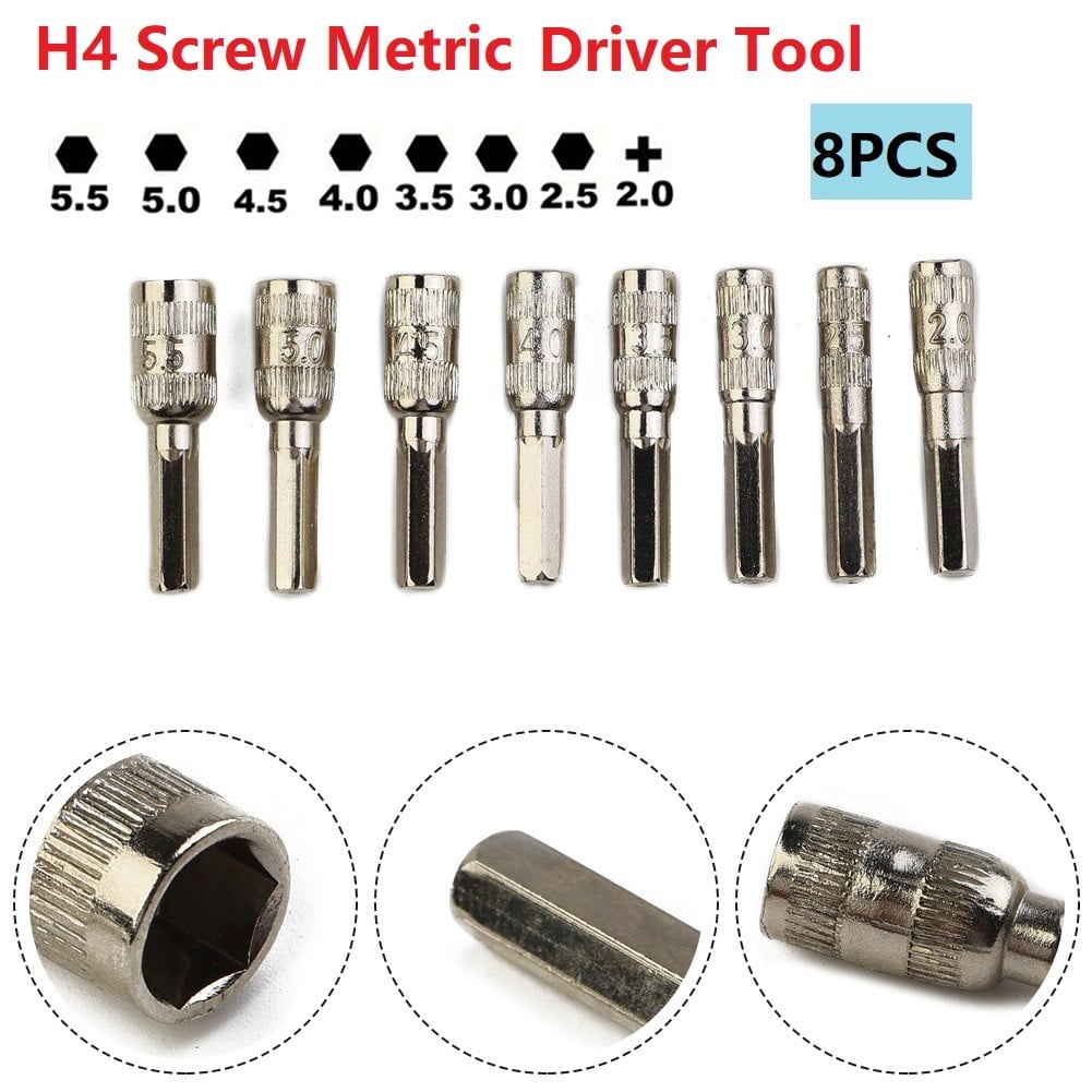 8Pcs 6 Point H4 Hex Socket Screwdriver Bit Set Ph25.5Mm Hex Shank Hex