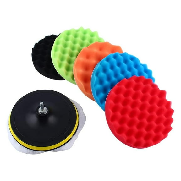 8Pcs 6" Sponge Polishing Waxing Buffing Pads Kit Car Polisher M14 Drill Adapter Kit Rarida