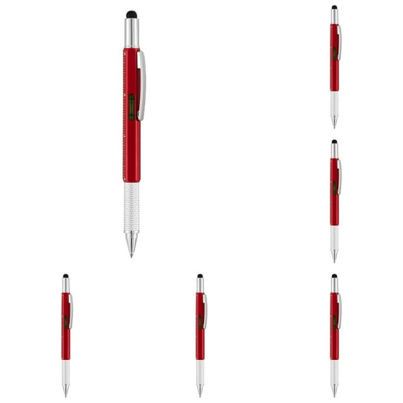 8Pcs 6-in-1 Multitool Pen,Ballpoint Pen with Ruler & Screwdriver,Cool Gadget Gift Ideas Stocking Stuffers for Men, Dad, Him & Teachers(Red,8Pcs)