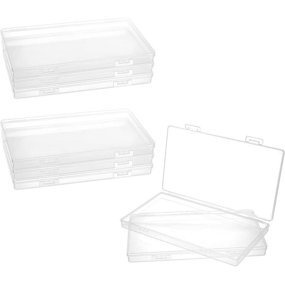 8Pcs 7.52x4.31x0.63Inch Rectangular Empty Plastic Storage Containers with Lids Empty Storage Organizer Containers for Beads Crafts Small Items Clear