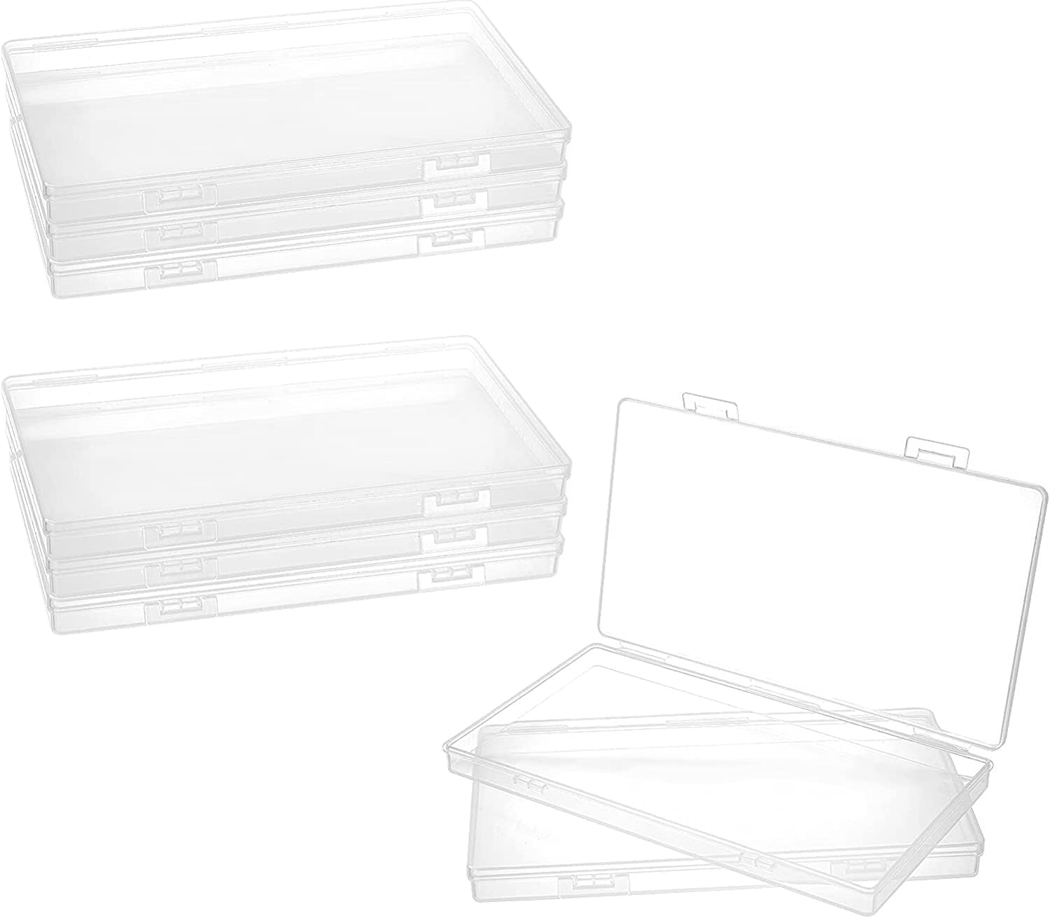 8Pcs 7.52x4.31x0.63Inch Rectangular Empty Plastic Storage Containers with Storage Organizer Containers for Beads Crafts Small Items Clear