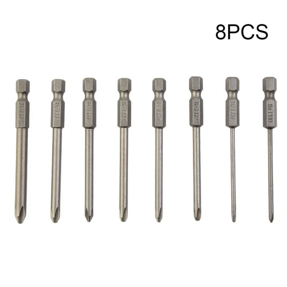 8Pcs 75Mm Long for PHILLIPS Screwdriver Bits Set, Magnetic Cross Head Alloy Steel Drill Bit Set With 1/4 Inch Hex Shank For Electric Drills And Hand Drivers