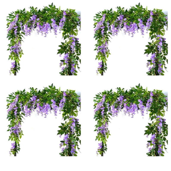 8Pcs 7Ft/Pcs Artificial Wisteria Vine, Flower Garland Wisteria Vine Rattan Hanging Flowers for Outdoor Ceremony,