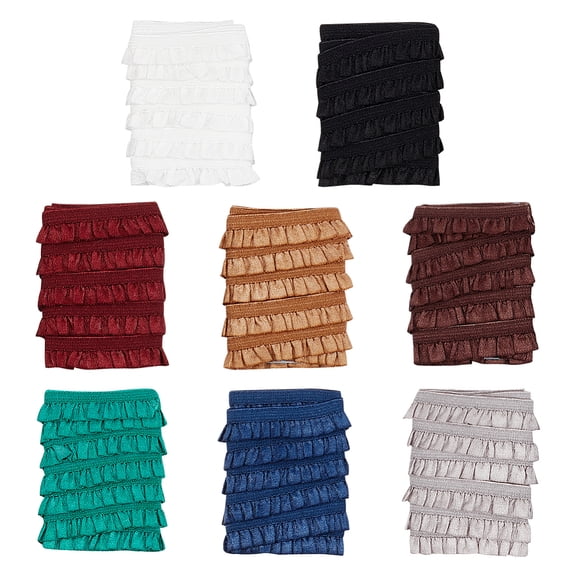 8Pcs 8 Colors 1M Polyester Ruffled Elastic Lace Trim for Clothes Sewing Mixed Color 3/8 inch(10mm) 1.09 Yards(1m)/pc 1pc/color for DIY