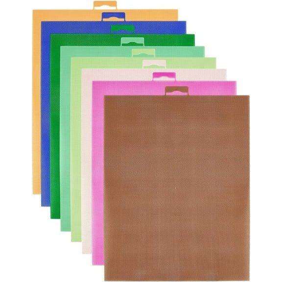 8Pcs 8 Colors Plastic Mesh Canvas 14CT Mesh Plastic Canvas Sheets Mixed Color Plastic Mesh for Embroidery Crafting Cross Stitching Knit Crochet Yarn Crafting