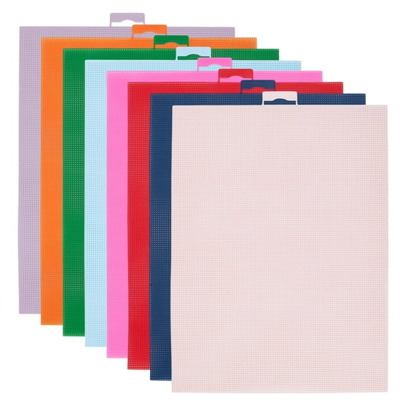 8Pcs 8 Colors Plastic Mesh Canvas Sheets for Embroidery Acrylic Yarn Crafting Knit and Crochet Projects Rectangle Mixed Color 295x210x1mm