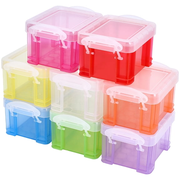 8Pcs 8 Colors Translucent Plastic Latch Storage Boxes Rectangle Mixed Color 8.6x6.5x5cm Inner Diameter: 6.4x5cm 1pc/color for making