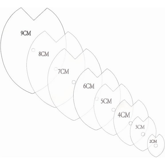 8Pcs 8 Sizes Fishtail Shape Drawing Template Acrylic Sashiko Stencils Transparent Reusable Drawing Template Geometric Molds Painting Stencils Tool for DIY Scrapbooking School 20~90x2mm Clear