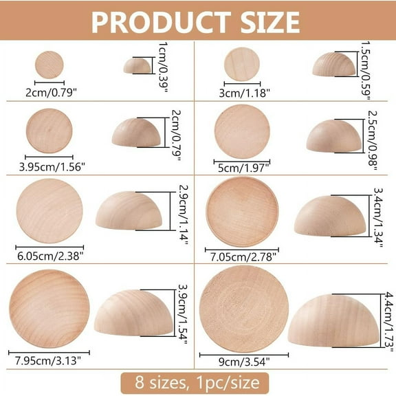 8Pcs 8 Sizes Half Round Pottery Tools Set Wooden Ceramic Top Tool Clay Tools Pottery Plate Press Tool