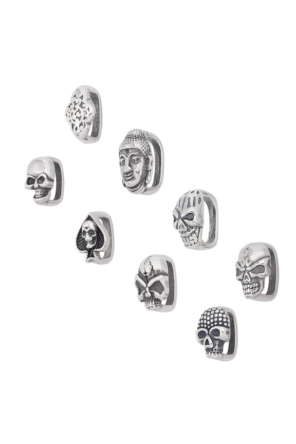 8Pcs 8 Style 304 Stainless Steel Slide Charms Mixed Shapes Mixed Color 1pc/style