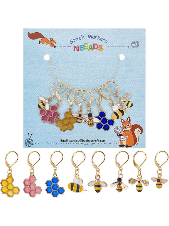 8Pcs 8 Style Bee Honeycomb Dangle Leverback Earrings for Women Golden Mixed Color 26~49mm Pin: 0.8mm 1pc/style